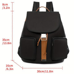 Casual Colorblock Backpack All Match Storage Rucksack