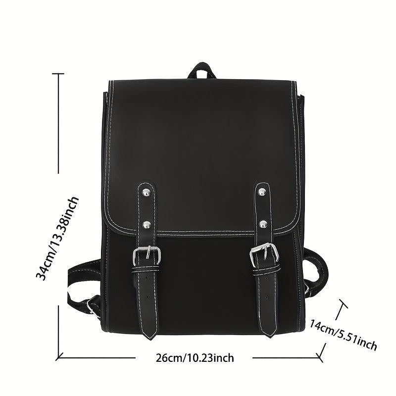 Solid Backpack All Match Flap Rucksack Preppy School Bag