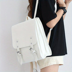 Solid Backpack All Match Flap Rucksack Preppy School Bag