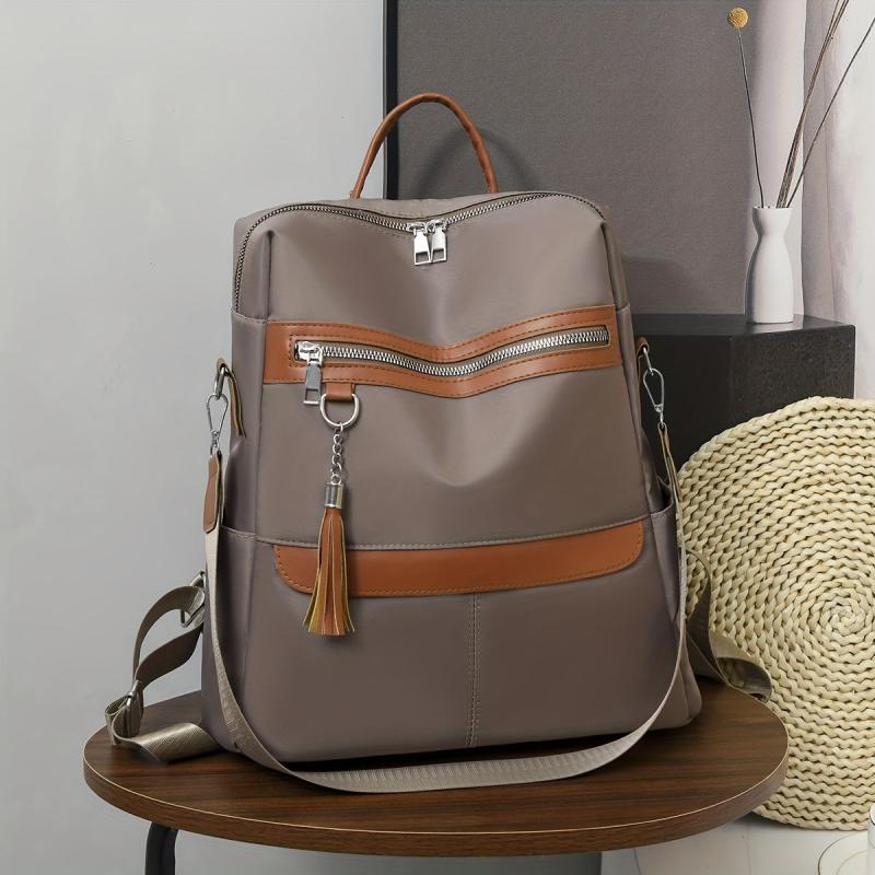 Large Capacity Casual Backpack Tassel Zipper Backpack