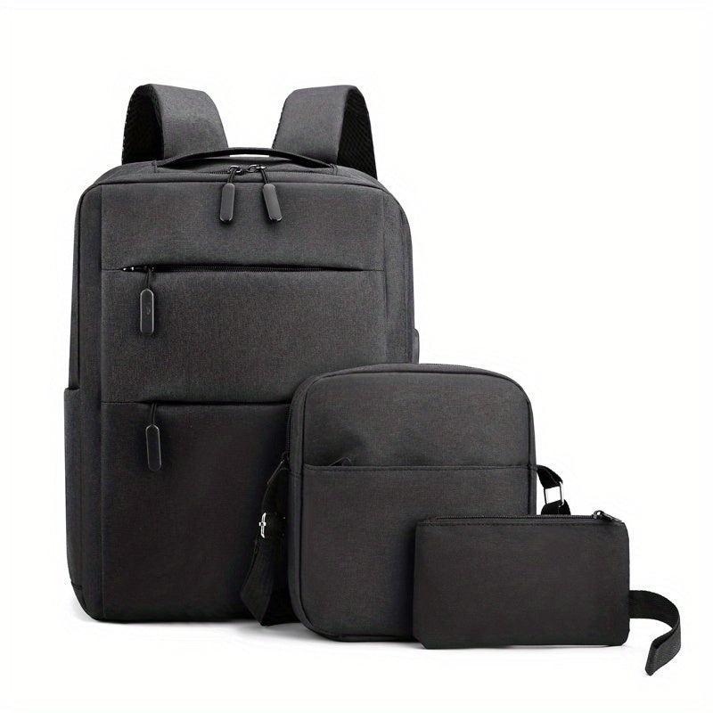 3pcs Business Laptop Backpack Travel Rucksack with Crossbody Bag & Clutch Purse