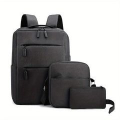 3pcs Business Laptop Backpack Travel Rucksack with Crossbody Bag & Clutch Purse
