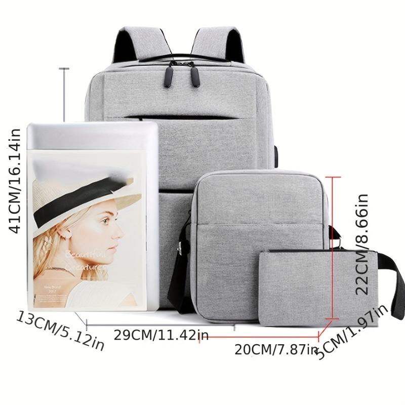 3pcs Business Laptop Backpack Travel Rucksack with Crossbody Bag & Clutch Purse