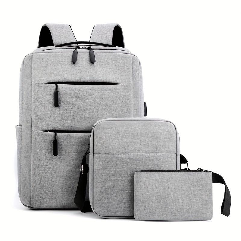 3pcs Business Laptop Backpack Travel Rucksack with Crossbody Bag & Clutch Purse