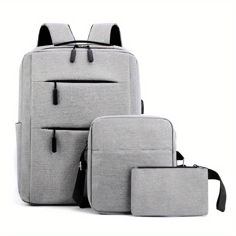 3pcs Business Laptop Backpack Travel Rucksack with Crossbody Bag & Clutch Purse
