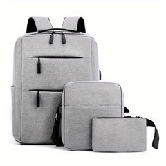 3pcs Business Laptop Backpack Travel Rucksack with Crossbody Bag & Clutch Purse