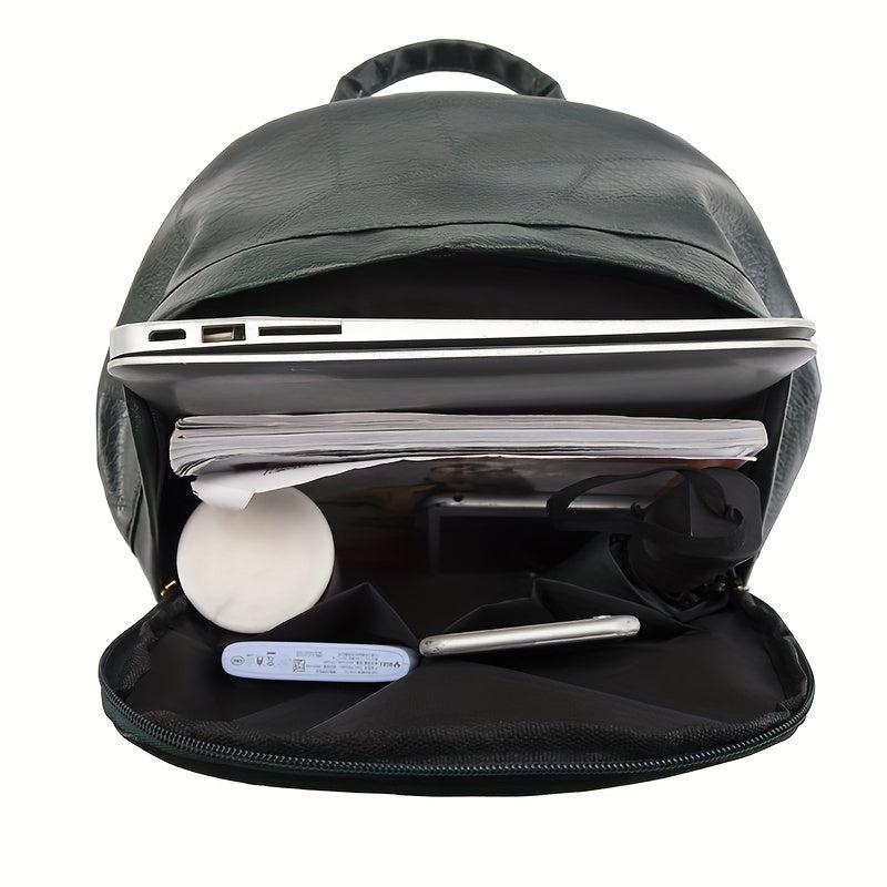 Vintage Zipper Backpack Solid Rucksack Travel Storage Bag