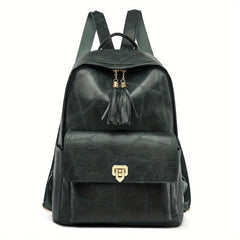 Vintage Zipper Backpack Solid Rucksack Travel Storage Bag