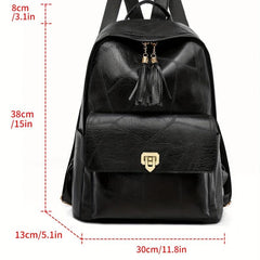 Vintage Zipper Backpack Solid Rucksack Travel Storage Bag