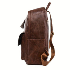 Vintage Zipper Backpack Solid Rucksack Travel Storage Bag