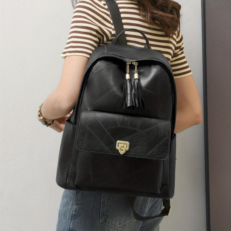 Vintage Zipper Backpack Solid Rucksack Travel Storage Bag