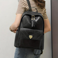 Vintage Zipper Backpack Solid Rucksack Travel Storage Bag