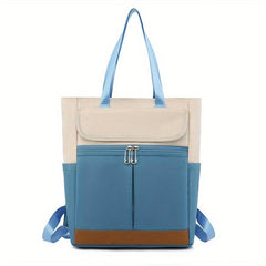 Contrast Backpack Faux Feather Large Capacity Weekender Bag Waterproof