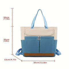 Contrast Backpack Faux Feather Large Capacity Weekender Bag Waterproof