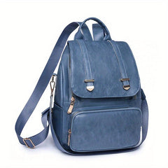 Retro Style Flap Backpack Purse Faux Leather Shoulder Bag