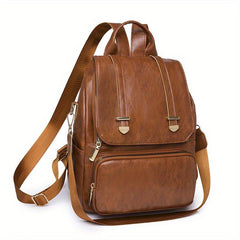 Retro Style Flap Backpack Purse Faux Leather Shoulder Bag