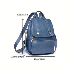 Retro Style Flap Backpack Purse Faux Leather Shoulder Bag
