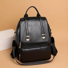 Retro Style Flap Backpack Purse Faux Leather Shoulder Bag