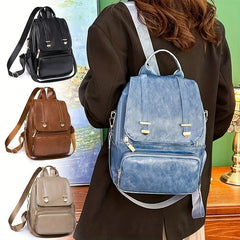Retro Style Flap Backpack Purse Faux Leather Shoulder Bag