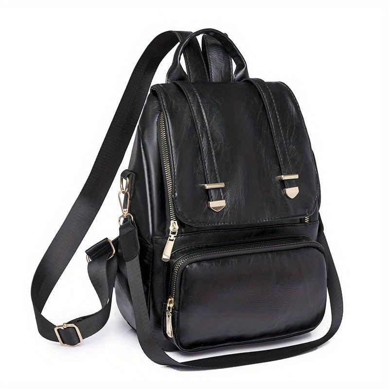 Retro Style Flap Backpack Purse Faux Leather Shoulder Bag