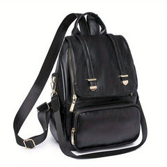 Retro Style Flap Backpack Purse Faux Leather Shoulder Bag