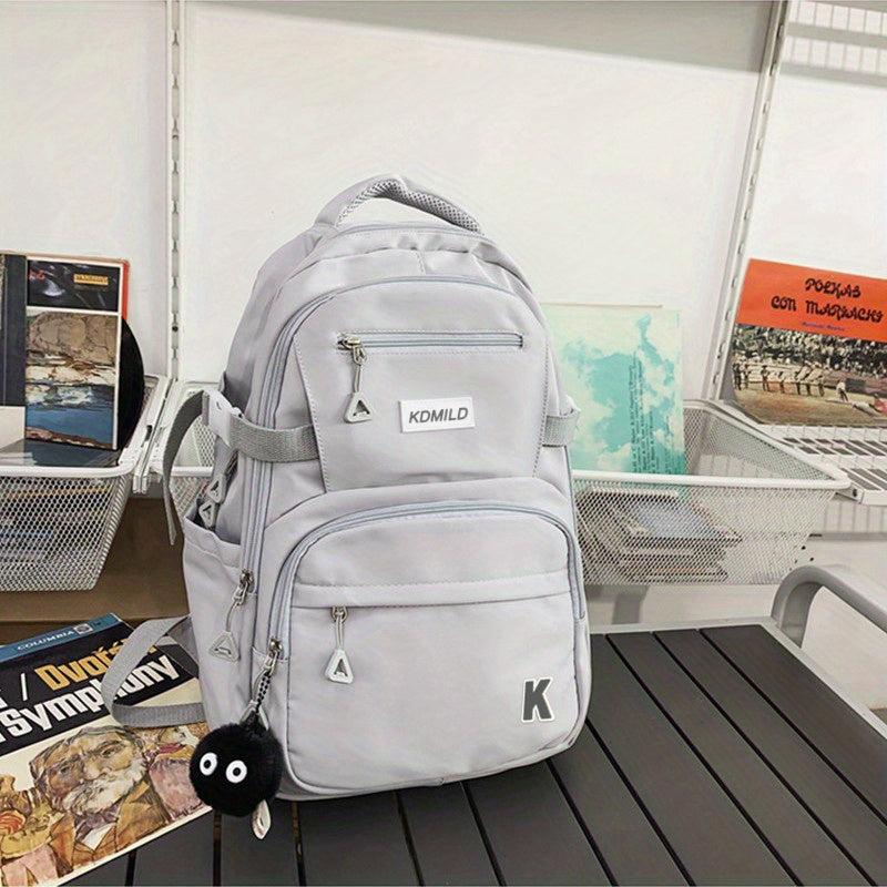 Large Capacity Pendant Preppy Backpack Nylon Lightweight School Daypack