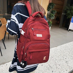 Large Capacity Pendant Preppy Backpack Nylon Lightweight School Daypack