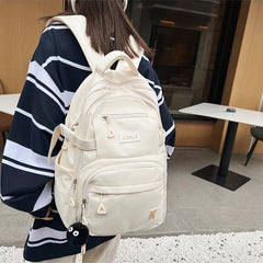 Large Capacity Pendant Preppy Backpack Nylon Lightweight School Daypack