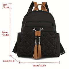 Casual Solid Zipper Backpack Women's Travel Daypack
