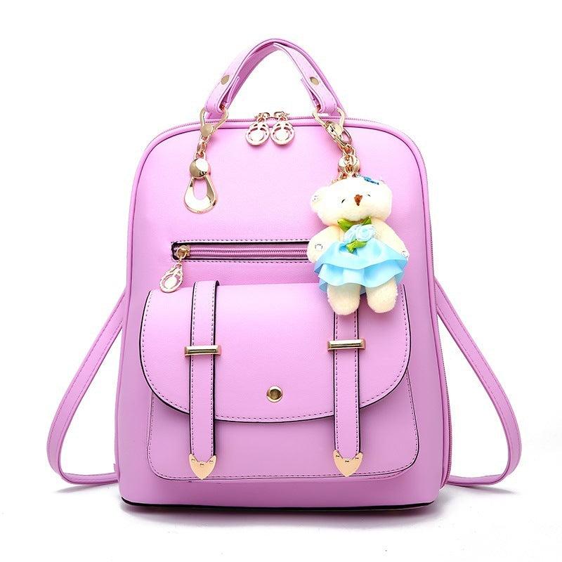 Cartoon Bear Pendant Decor Stylish Backpack