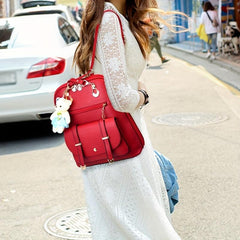 Cartoon Bear Pendant Decor Stylish Backpack