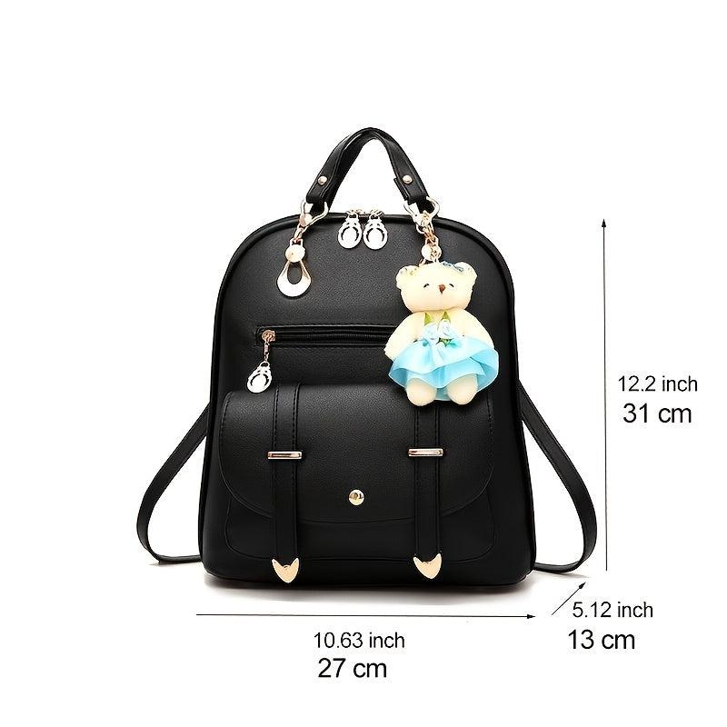 Cartoon Bear Pendant Decor Stylish Backpack