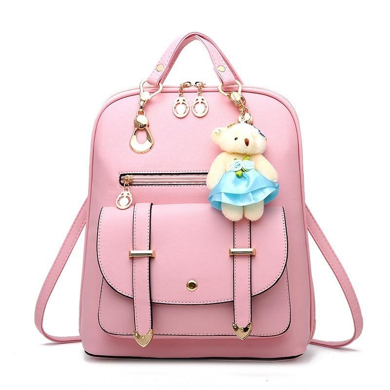 Cartoon Bear Pendant Decor Stylish Backpack