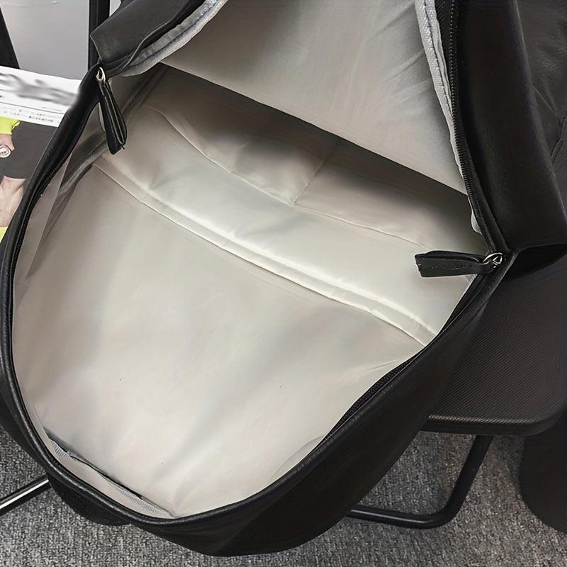Large Capacity PU Leather Backpack for School and Travel