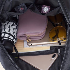Minimalist Solid Backpack Zipper Storage Bag For School Women