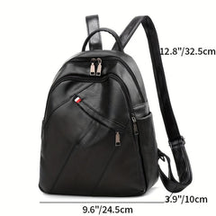 Minimalist Solid Backpack Zipper Storage Bag For School Women