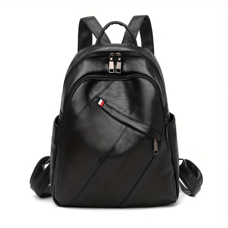 Minimalist Solid Backpack Zipper Storage Bag For School Women