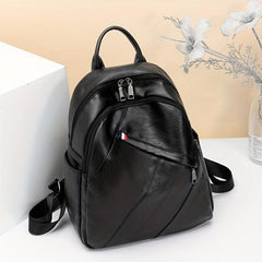 Minimalist Solid Backpack Zipper Storage Bag For School Women