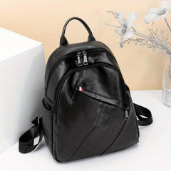 Minimalist Solid Backpack Zipper Storage Bag For School Women