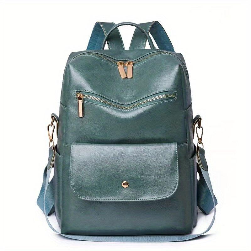 Large Capacity PU Leather School Backpack