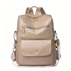 Large Capacity PU Leather School Backpack