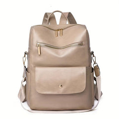 Large Capacity PU Leather School Backpack