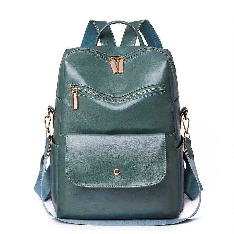 Large Capacity PU Leather School Backpack