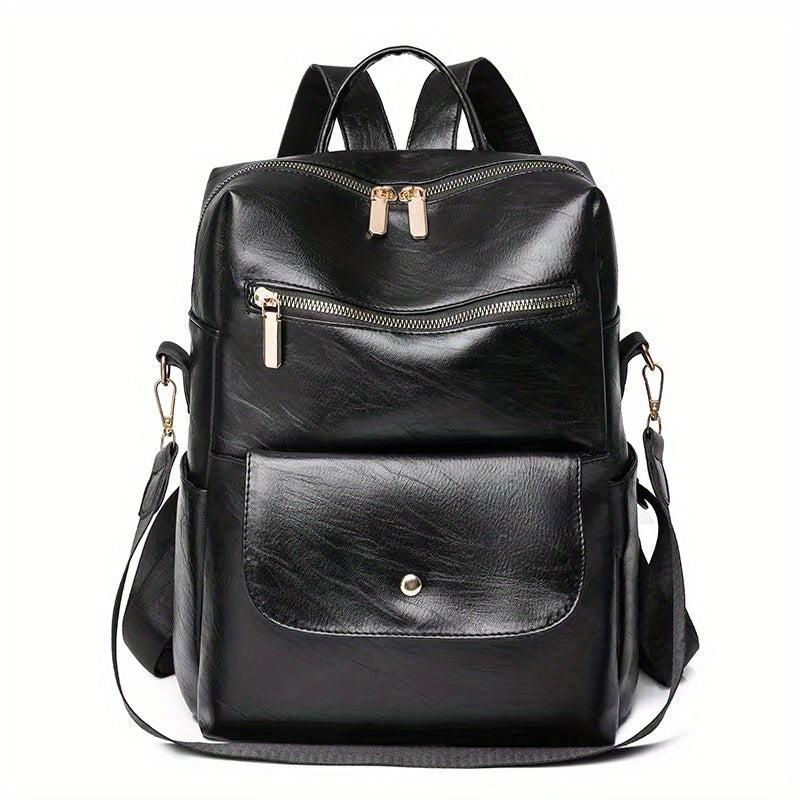 Large Capacity PU Leather School Backpack