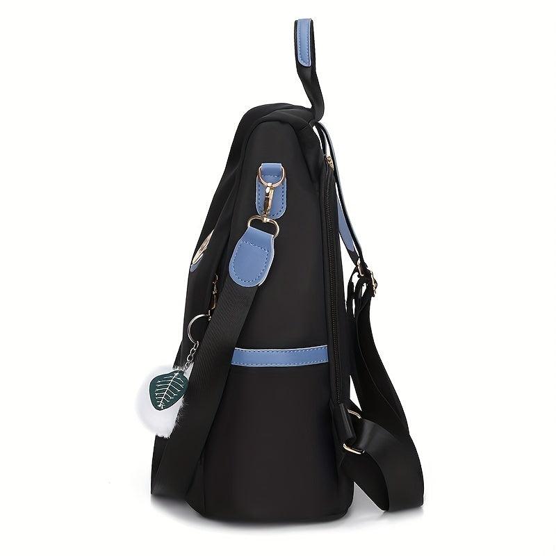 Nylon Backpack Purse Pompom Decor Functional Shoulder Bag