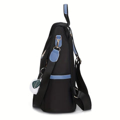 Nylon Backpack Purse Pompom Decor Functional Shoulder Bag