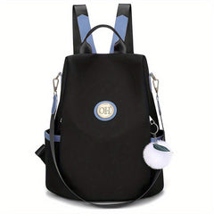 Nylon Backpack Purse Pompom Decor Functional Shoulder Bag
