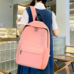 Solid Backpack Preppy Style Travel Schoolbag with 4Pcs Set