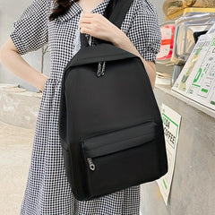 Solid Backpack Preppy Style Travel Schoolbag with 4Pcs Set
