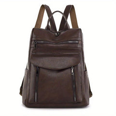 Casual Vintage Backpack Solid Rucksack Women's Travel Daypack